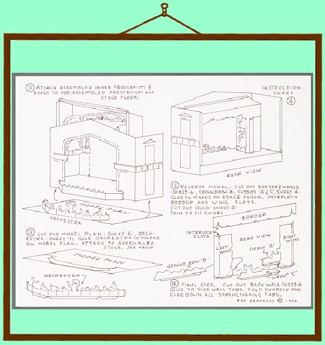 Grafiek met bouwinstructies voor een papieren theater